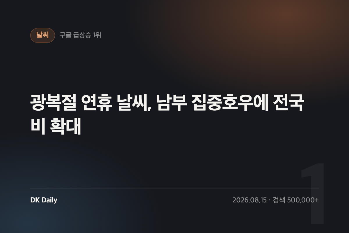 광복절 연휴 날씨, 남부 집중호우에 전국 비 확대