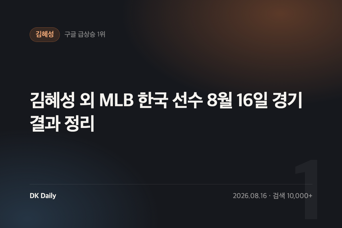 김혜성 외 MLB 한국 선수 8월 16일 경기 결과 정리