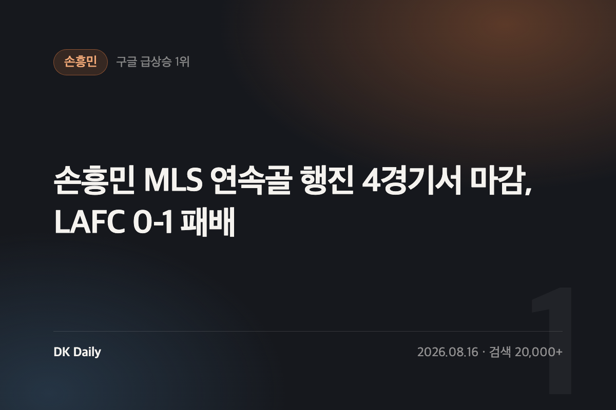 손흥민 MLS 연속골 행진 4경기서 마감, LAFC 0-1 패배